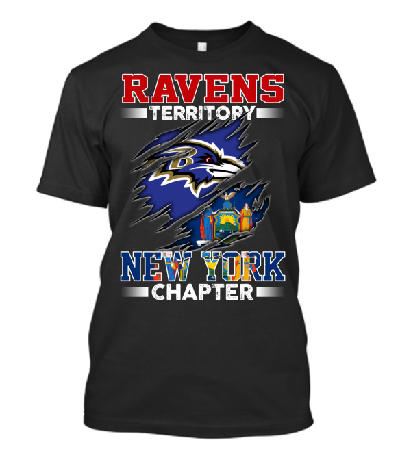 Ravens Territory New York Chapter Baltimore Ravens Logo And New York State Flag T-Shirt