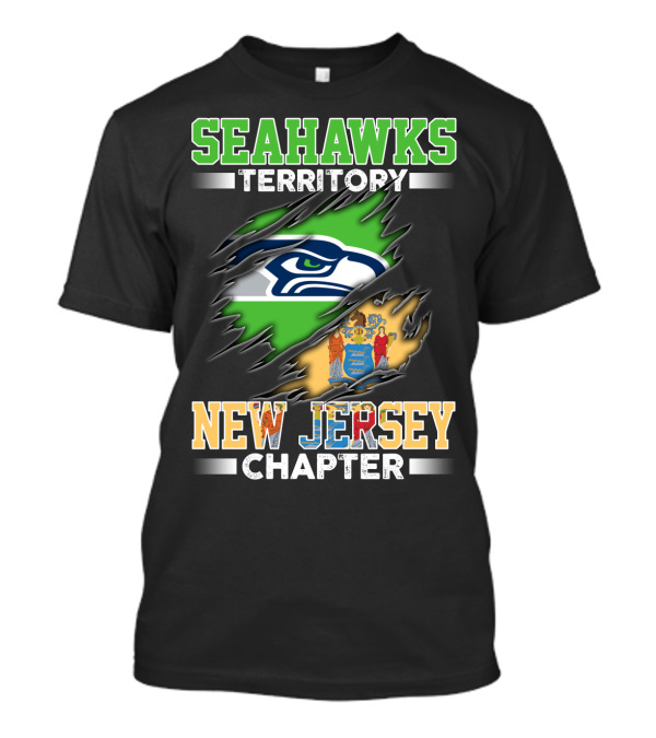 Seahawks Territory New Jersey Chapter Logo With State Flag T-Shirt