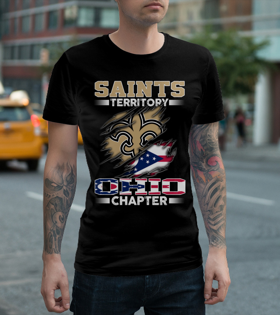 Saints Territory Ohio Chapter With Flag Icons T-Shirt