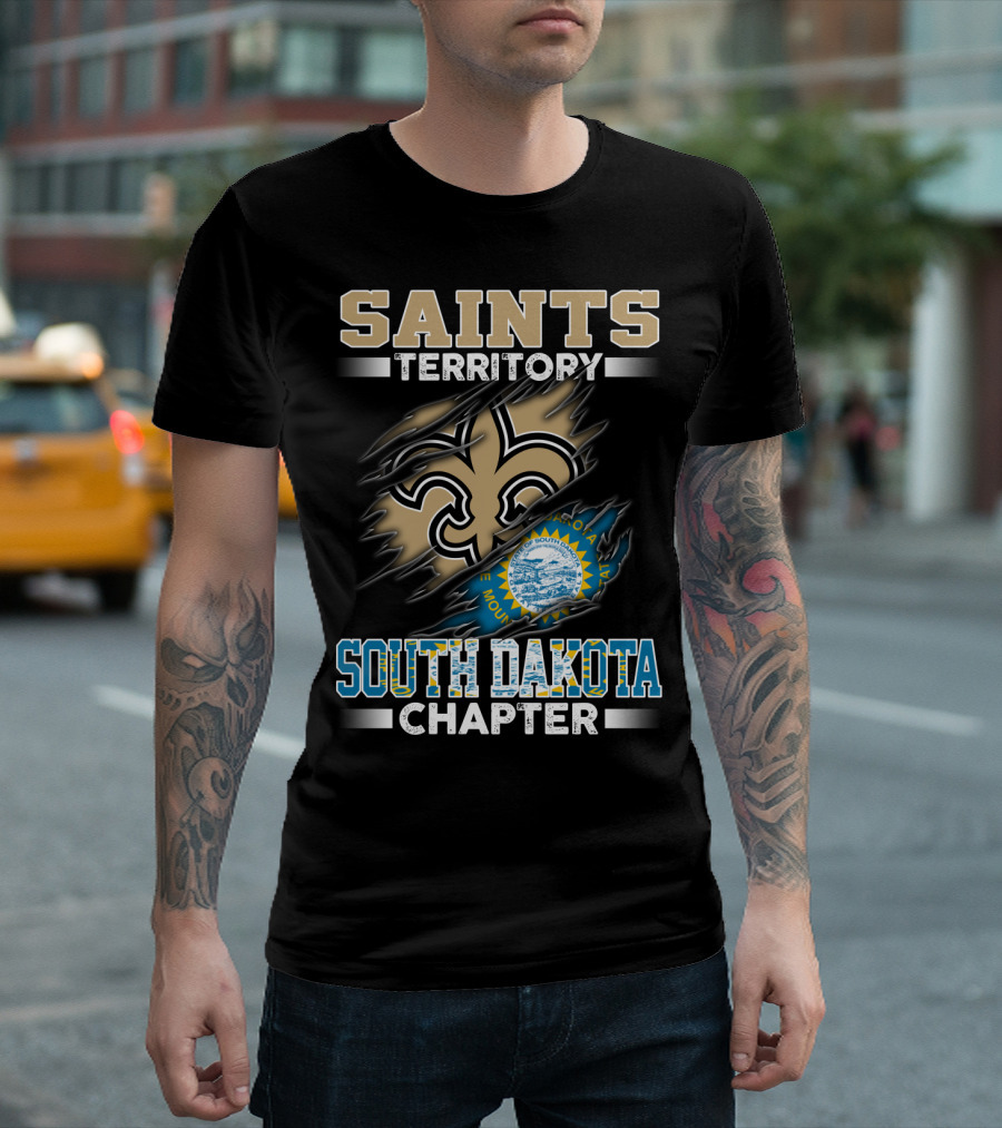 Saints Territory South Dakota Chapter New Orleans Fleur-De-Lis Flag T-Shirt