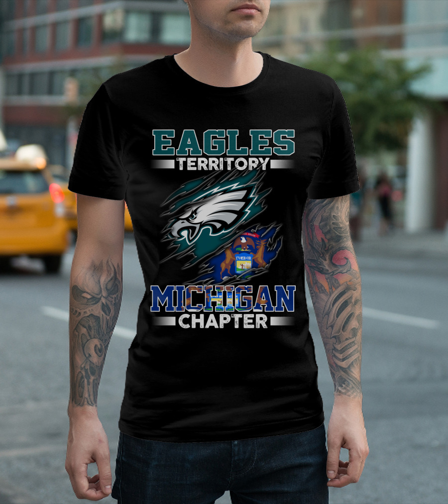 Eagles Territory Michigan Chapter Philadelphia Eagles And Michigan State Flag Fusion T-Shirt