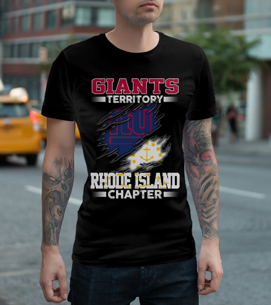 GIANTS Territory Rhode Island Chapter NY Blue Rip Flag T-Shirt