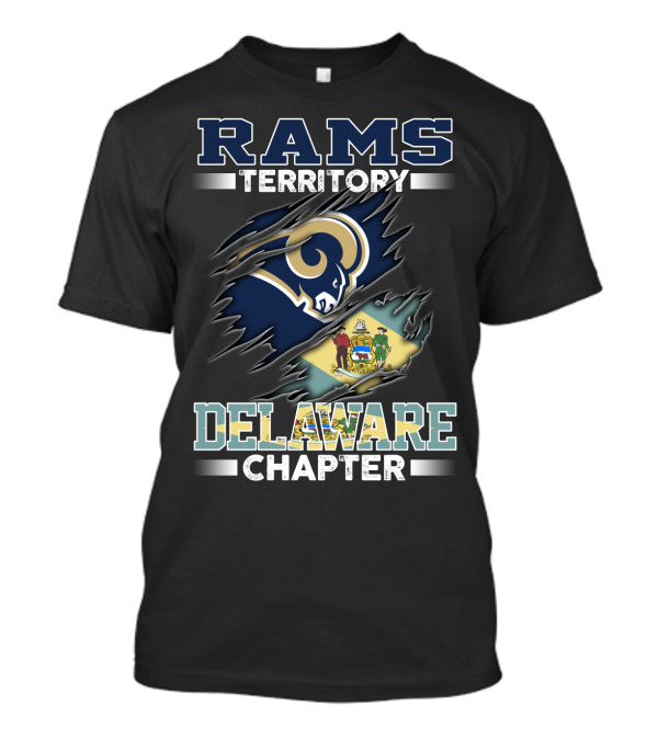 Rams Territory Delaware Chapter Fan Emblem With State Flag And Iconic Team T-Shirt