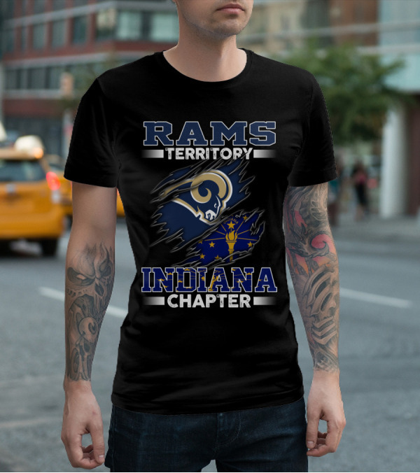 Rams Territory Indiana Chapter Featuring Indiana State Flag And Rams T-Shirt