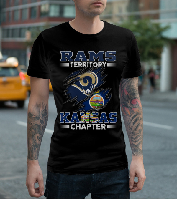Rams Territory Kansas Chapter Nfl Team Logo With Kansas State Seal T-Shirt
