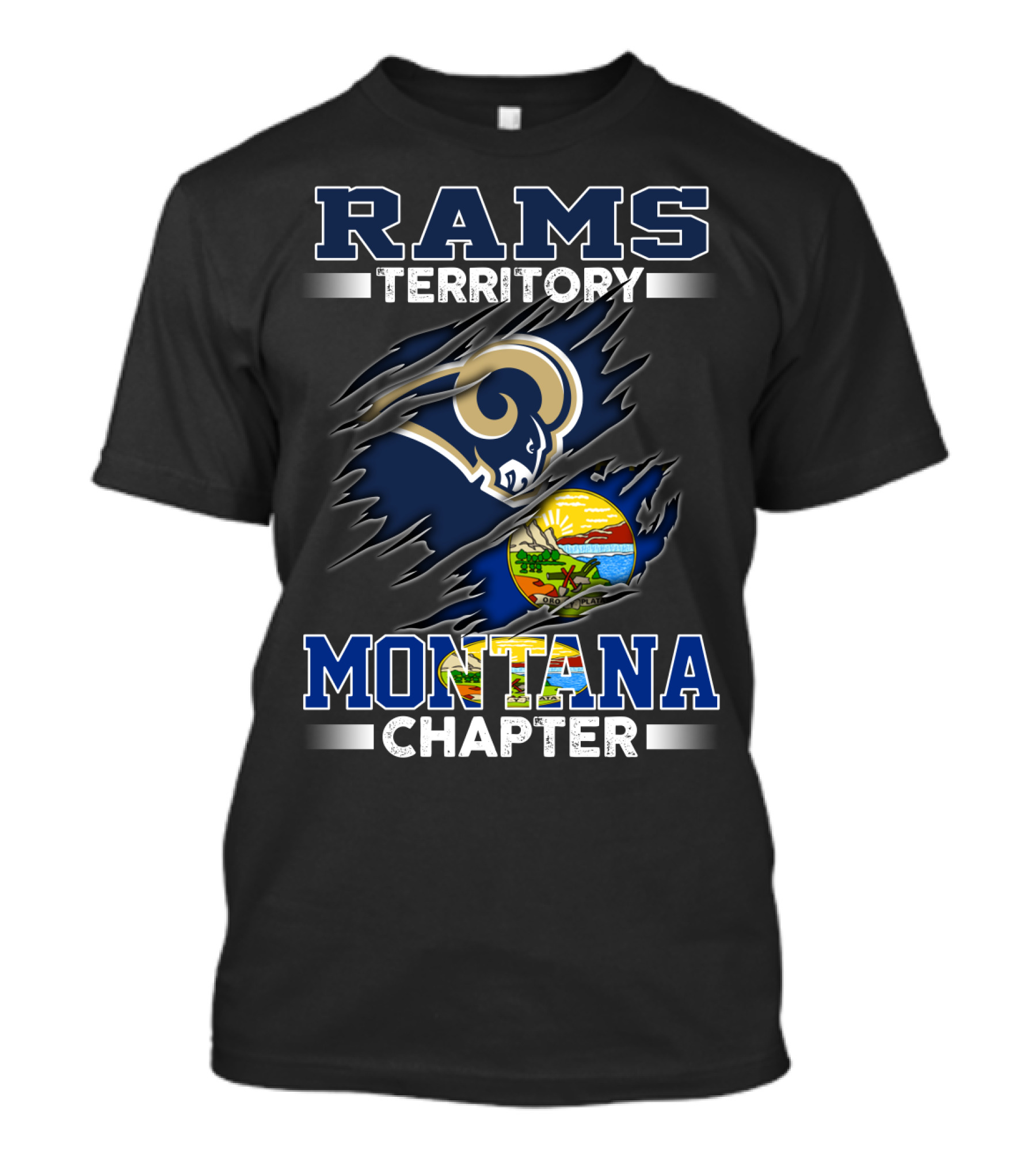 Rams Territory Montana Chapter Football Team Fan Club With Montana State Seal Elements T-Shirt
