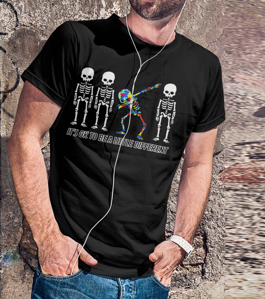 It's Ok To Be A Little Different Skeleton Dab Puzzle T-Shirt