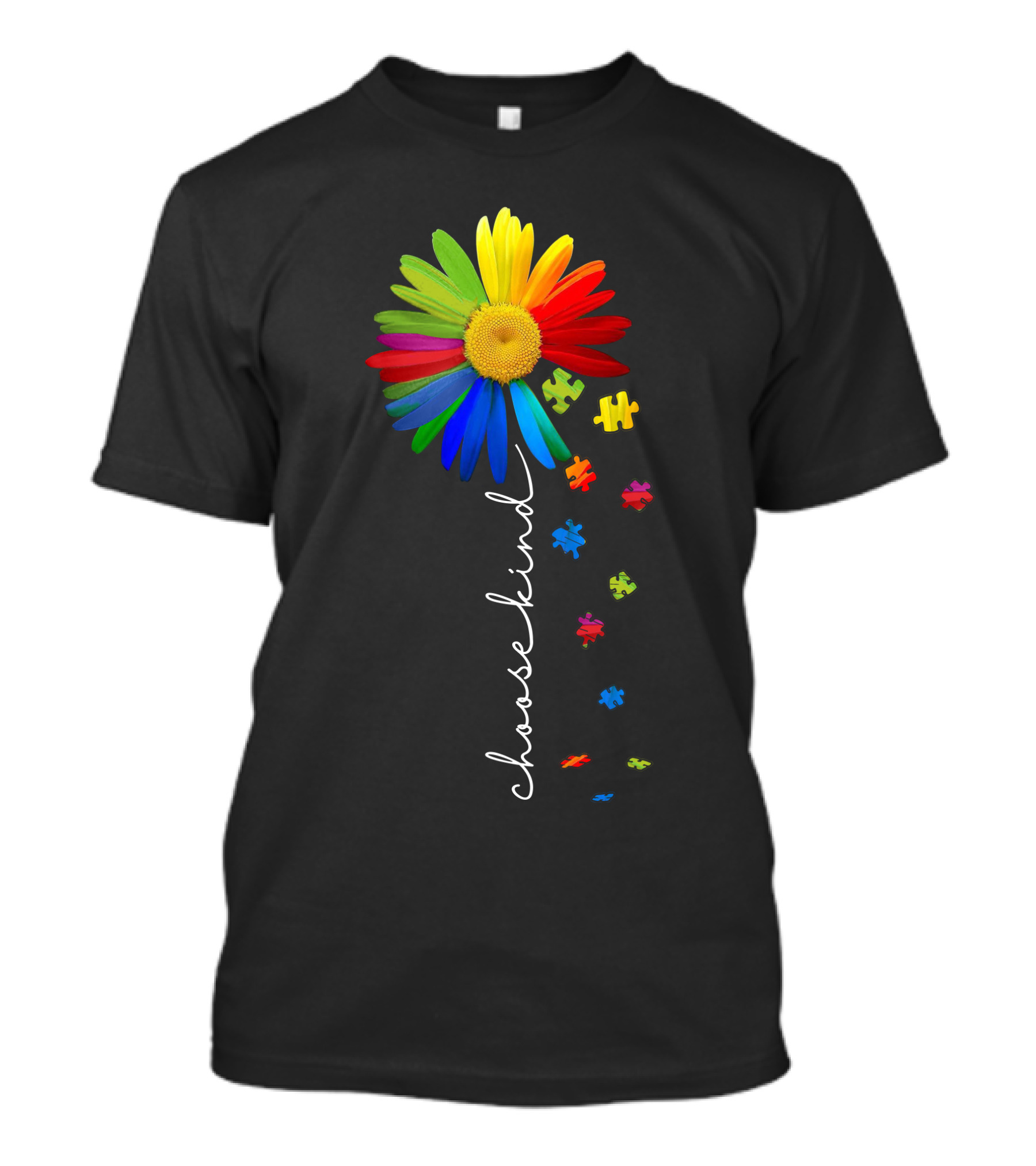 Choose Kind Rainbow Flower With Puzzle Pieces T-Shirt