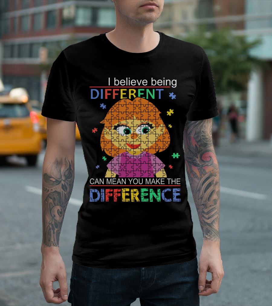 I Believe Being Different Can Mean You Make the Difference Puzzle Girl T-Shirt