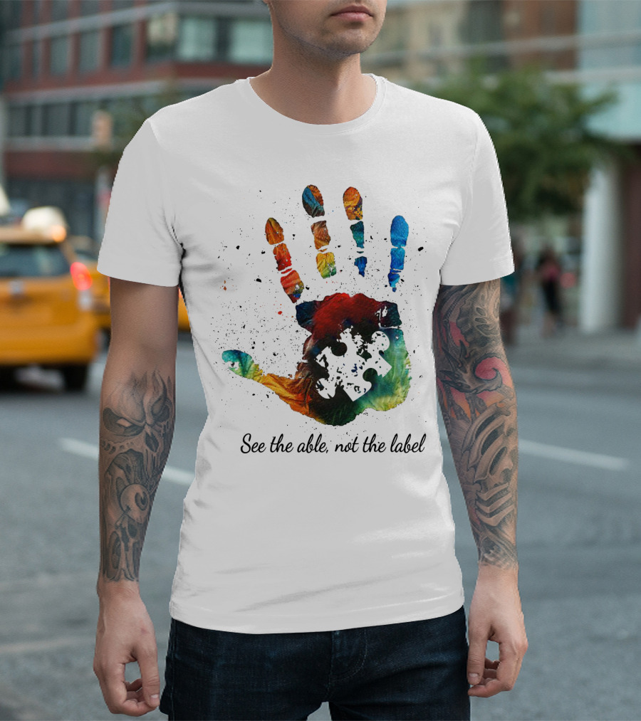 See the Able Not the Label Handprint Puzzle Autism Awareness T-Shirt