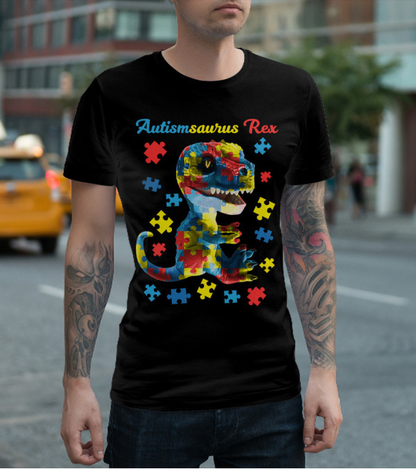Autismsaurus Rex Dinosaur Puzzle Piece T-Shirt