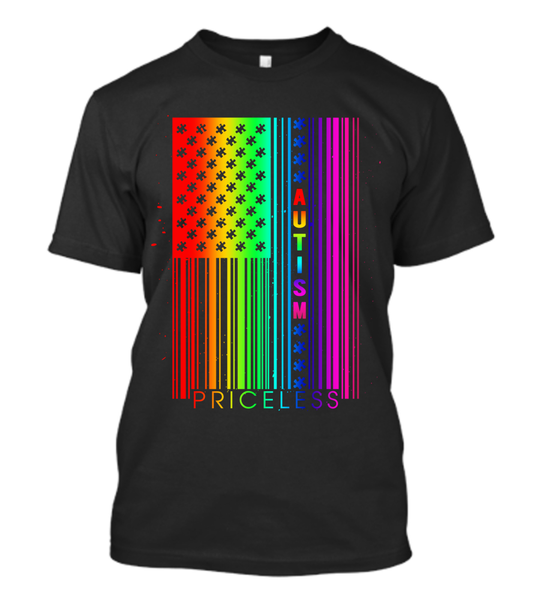 Autism Priceless Rainbow Barcode Flag T-Shirt