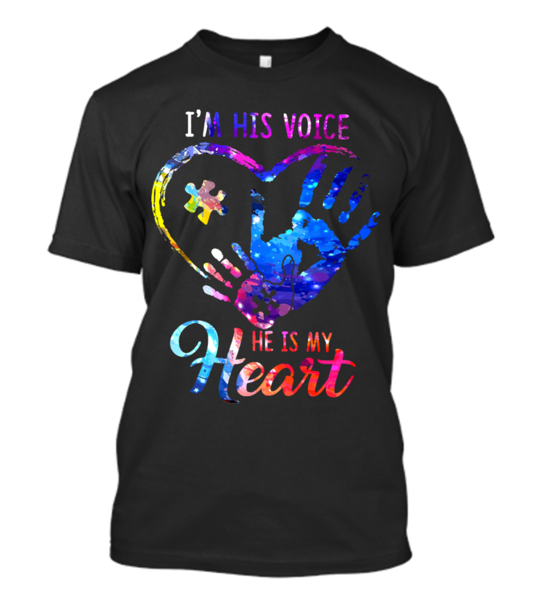 I'm His Voice He Is My Heart Puzzle Heart Hands T-Shirt