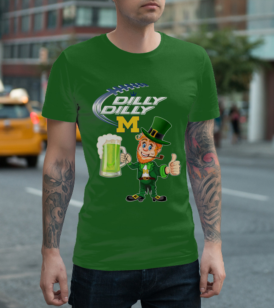 Dilly Dilly M Patrick Football Leprechaun with Green Beer T-Shirt