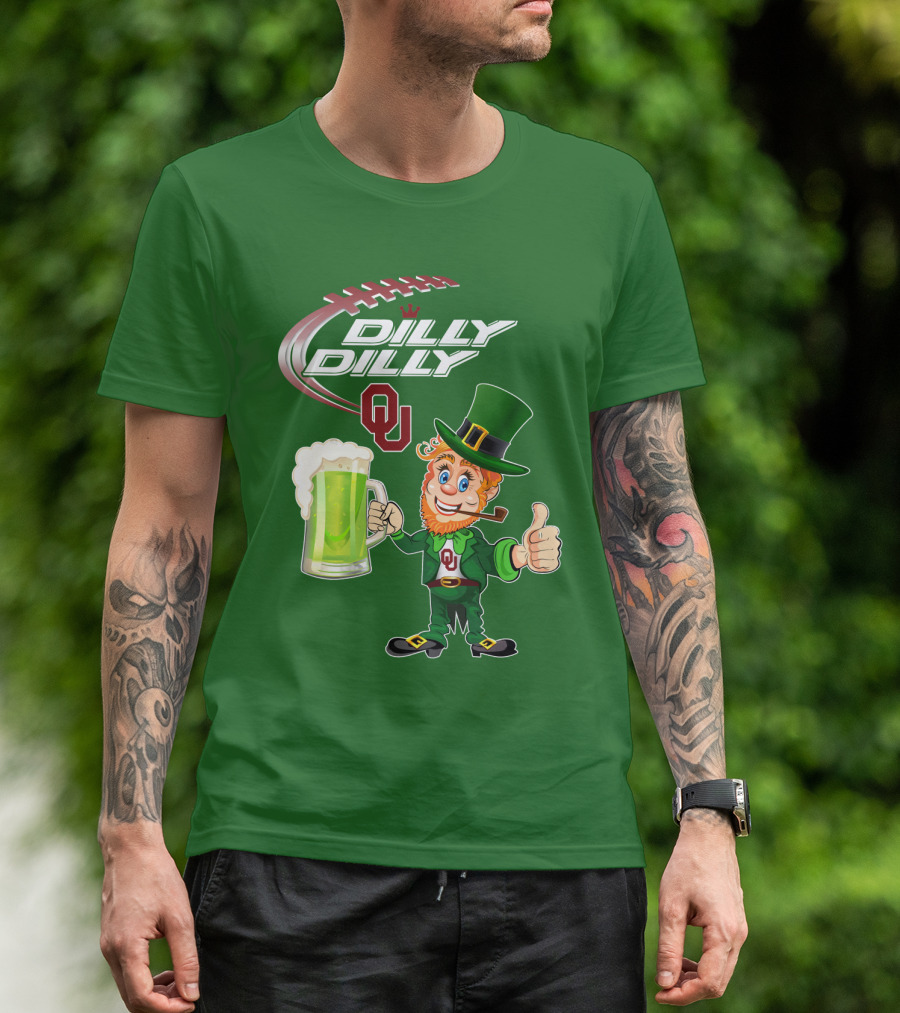 Dilly Dilly OU Football Green Beer Leprechaun T-Shirt