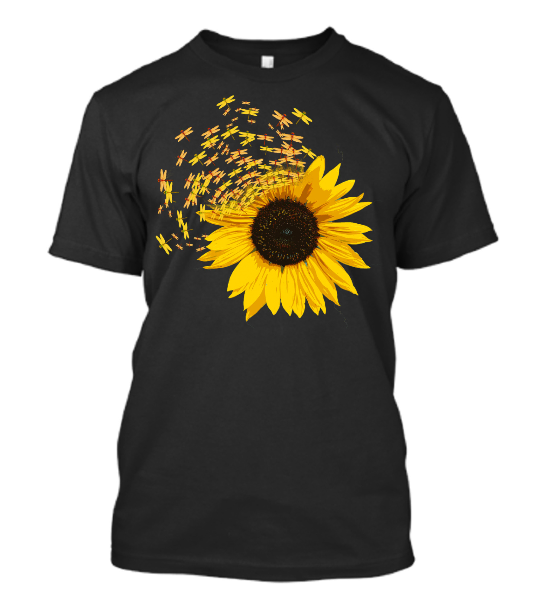 Sunflower Burst With Dragonflies Spiral T-Shirt