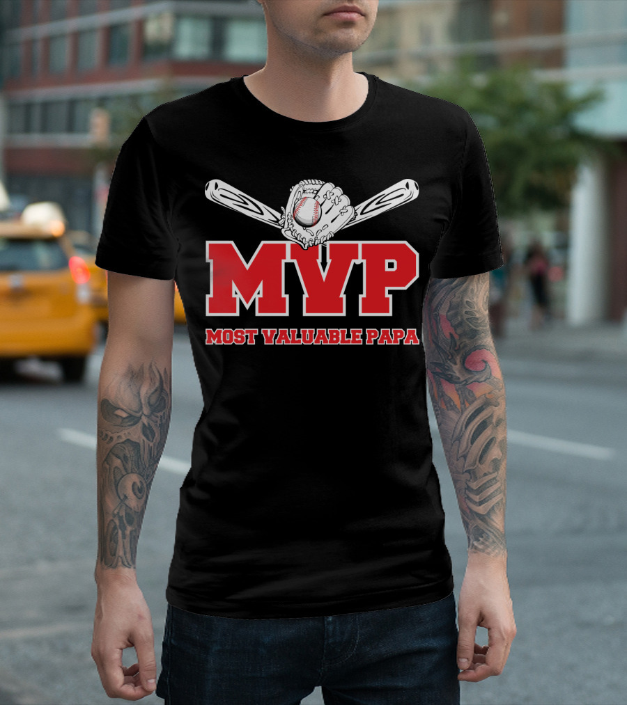 MVP Most Valuable Papa Baseball Glove and Bat T-Shirt