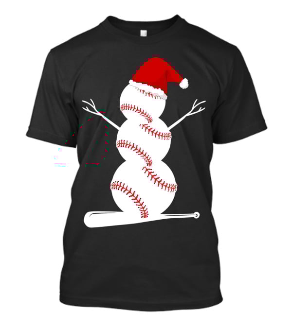 Baseball Snowman Santa Hat Bat Christmas BA01 T-Shirt