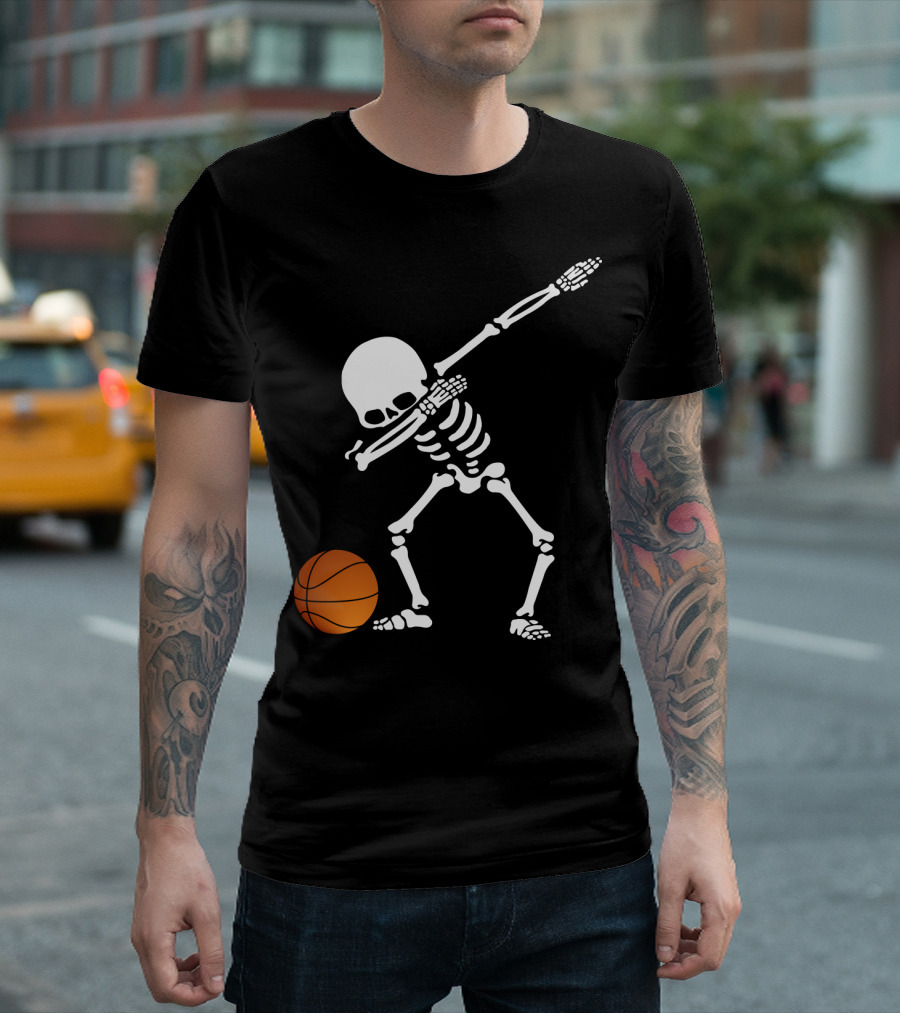 Basketball Skeleton Dabbing With Ball T-Shirt