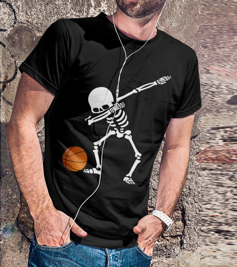 Basketball Skeleton Dabbing With Ball T-Shirt