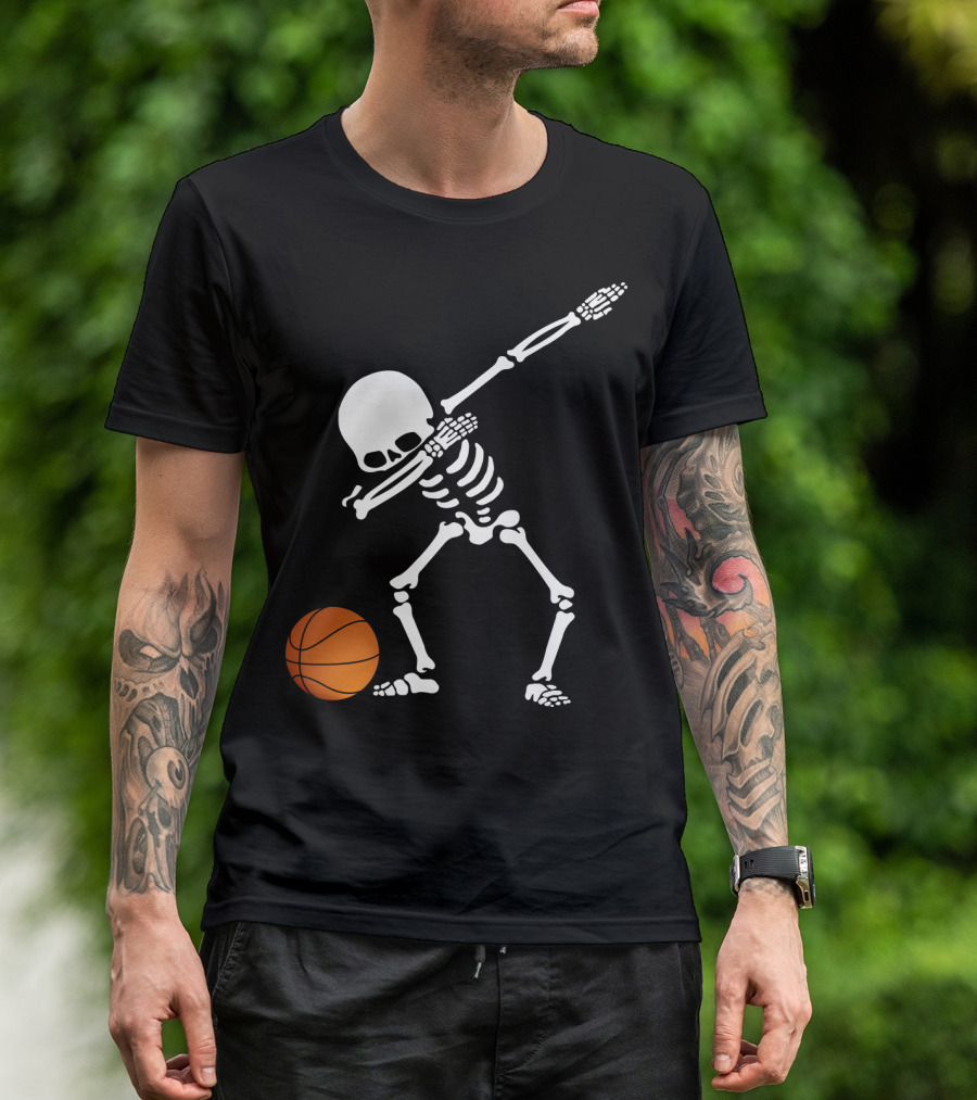 Basketball Skeleton Dabbing With Ball T-Shirt
