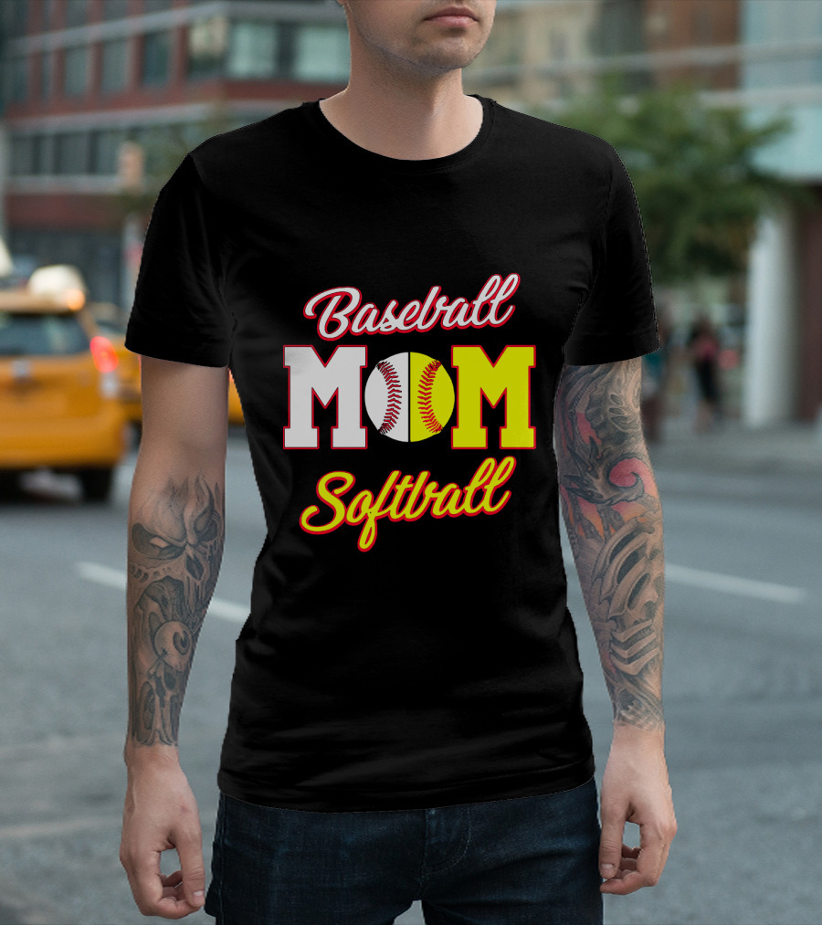 Baseball MOM Softball Split Ball T-Shirt