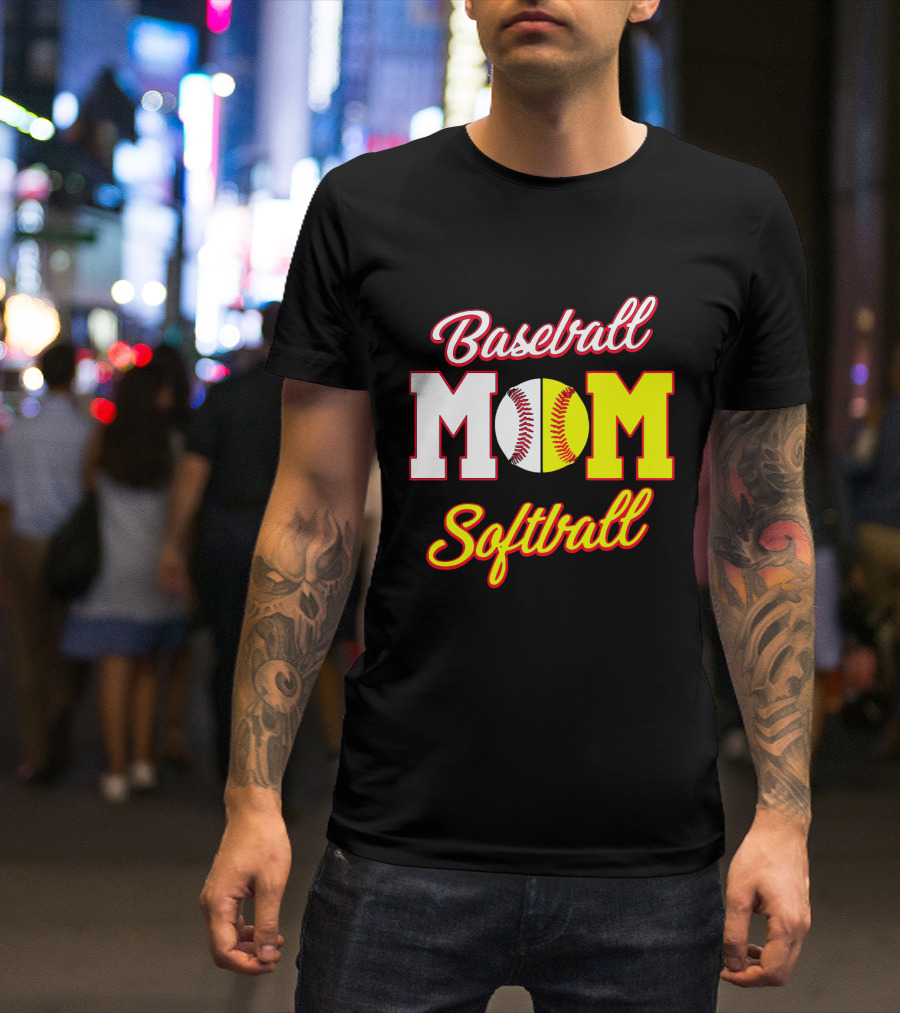 Baseball MOM Softball Split Ball T-Shirt