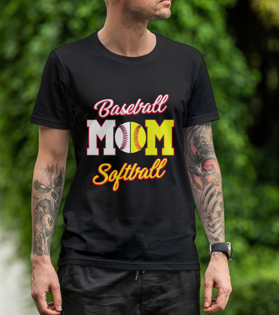 Baseball MOM Softball Split Ball T-Shirt