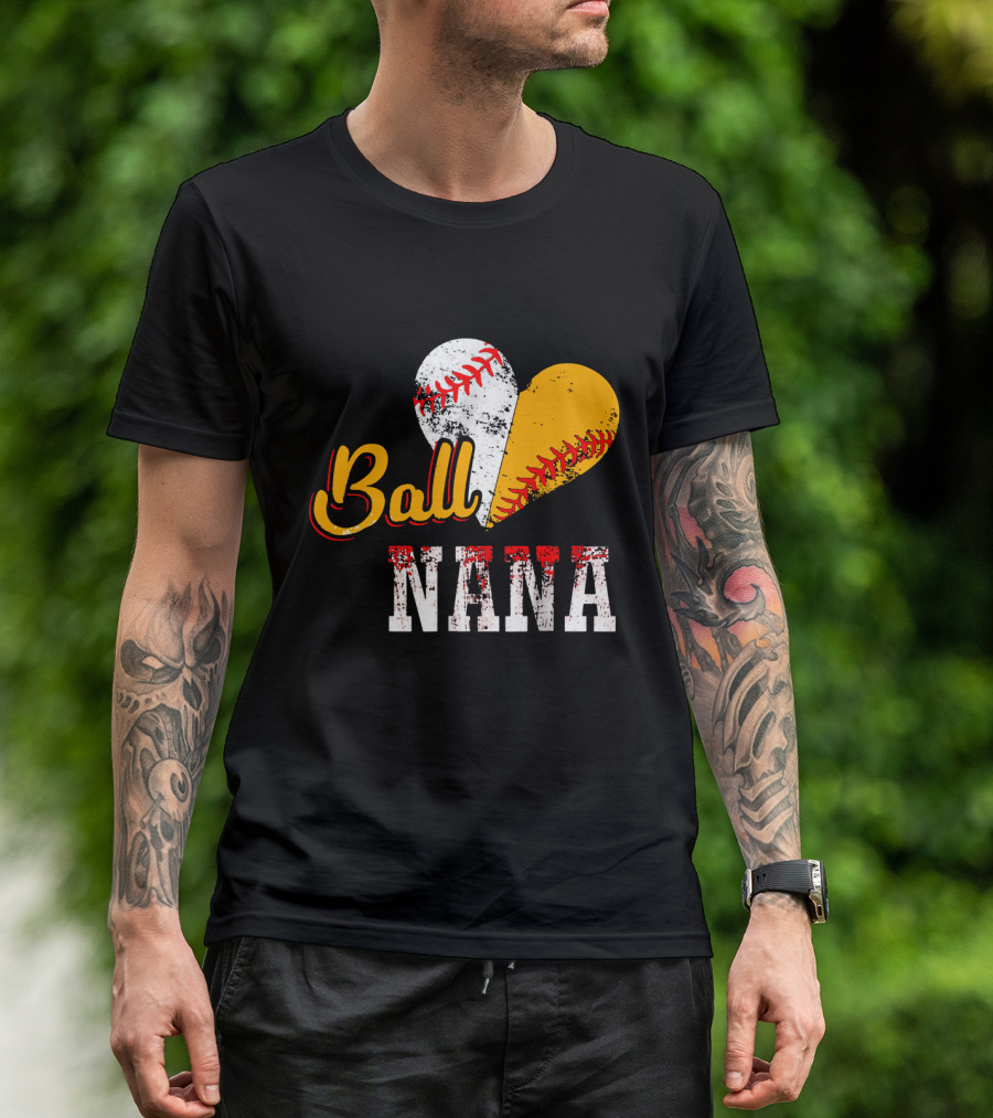 Ball Nana Baseball Heart T-Shirt
