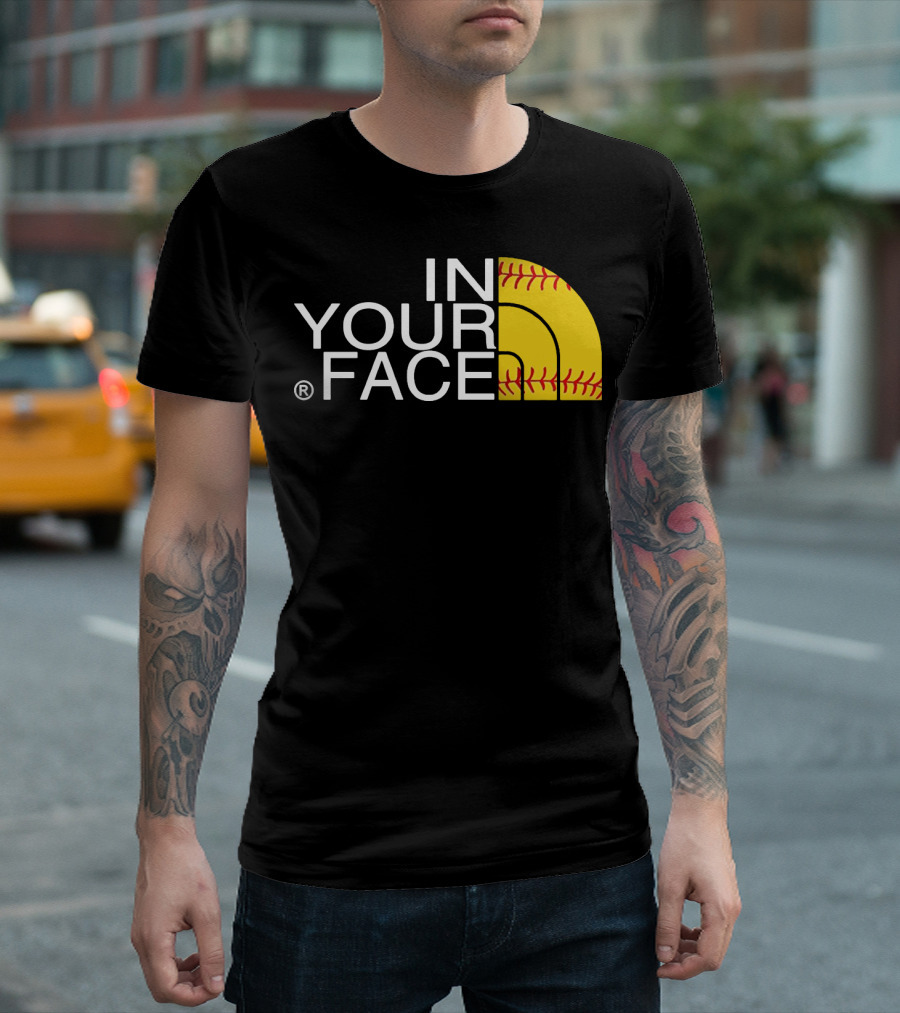IN YOUR FACE Baseball Stitch T-Shirt
