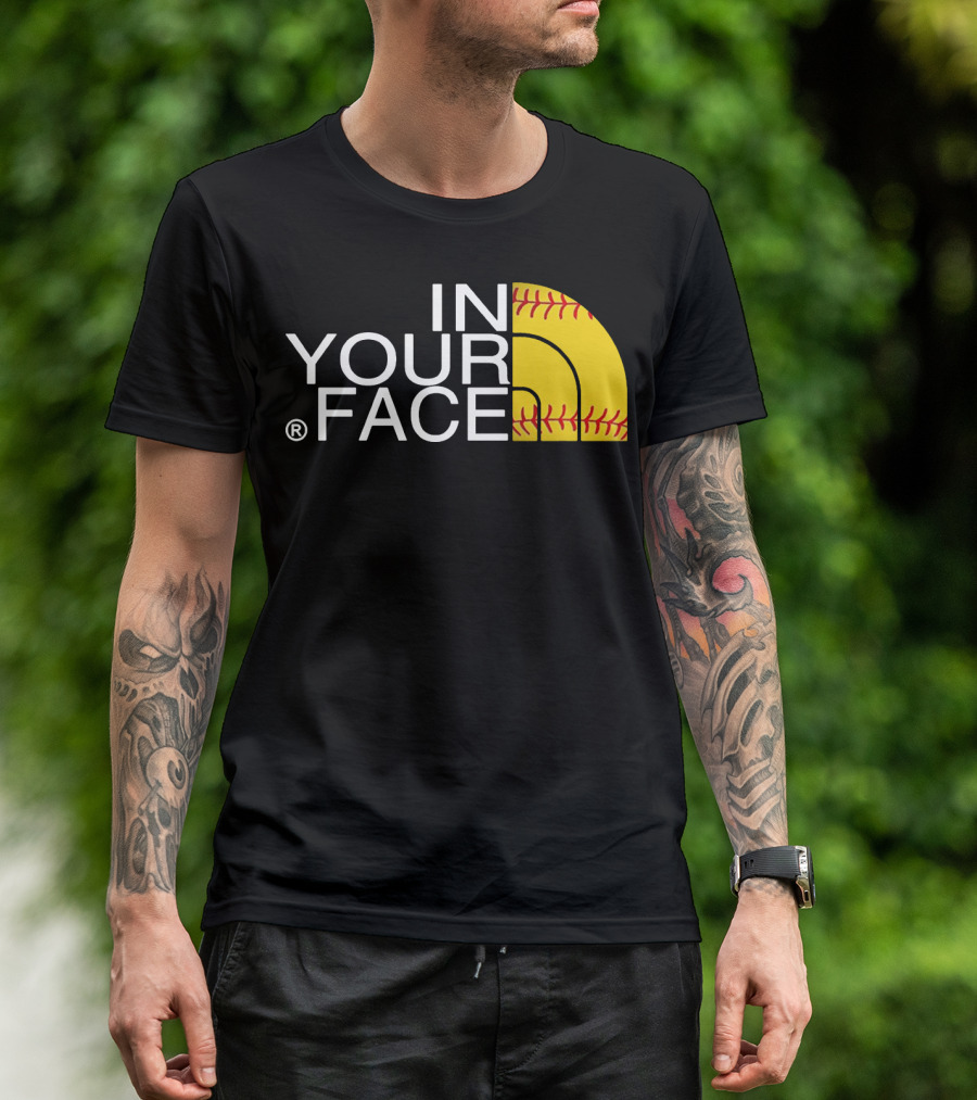 IN YOUR FACE Baseball Stitch T-Shirt