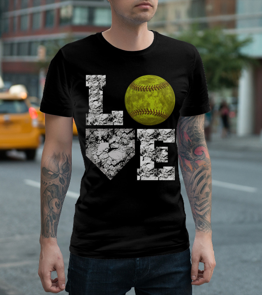 LOVE Softball Home Plate Grunge T-Shirt