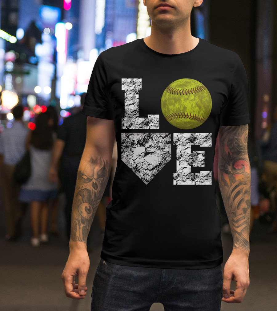 LOVE Softball Home Plate Grunge T-Shirt