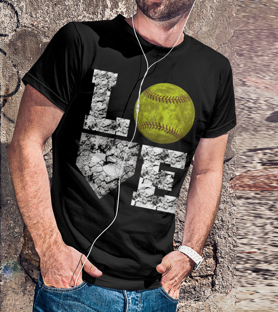 LOVE Softball Home Plate Grunge T-Shirt