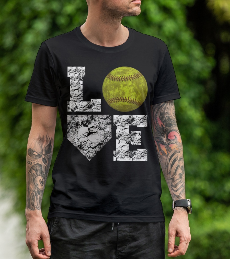 LOVE Softball Home Plate Grunge T-Shirt