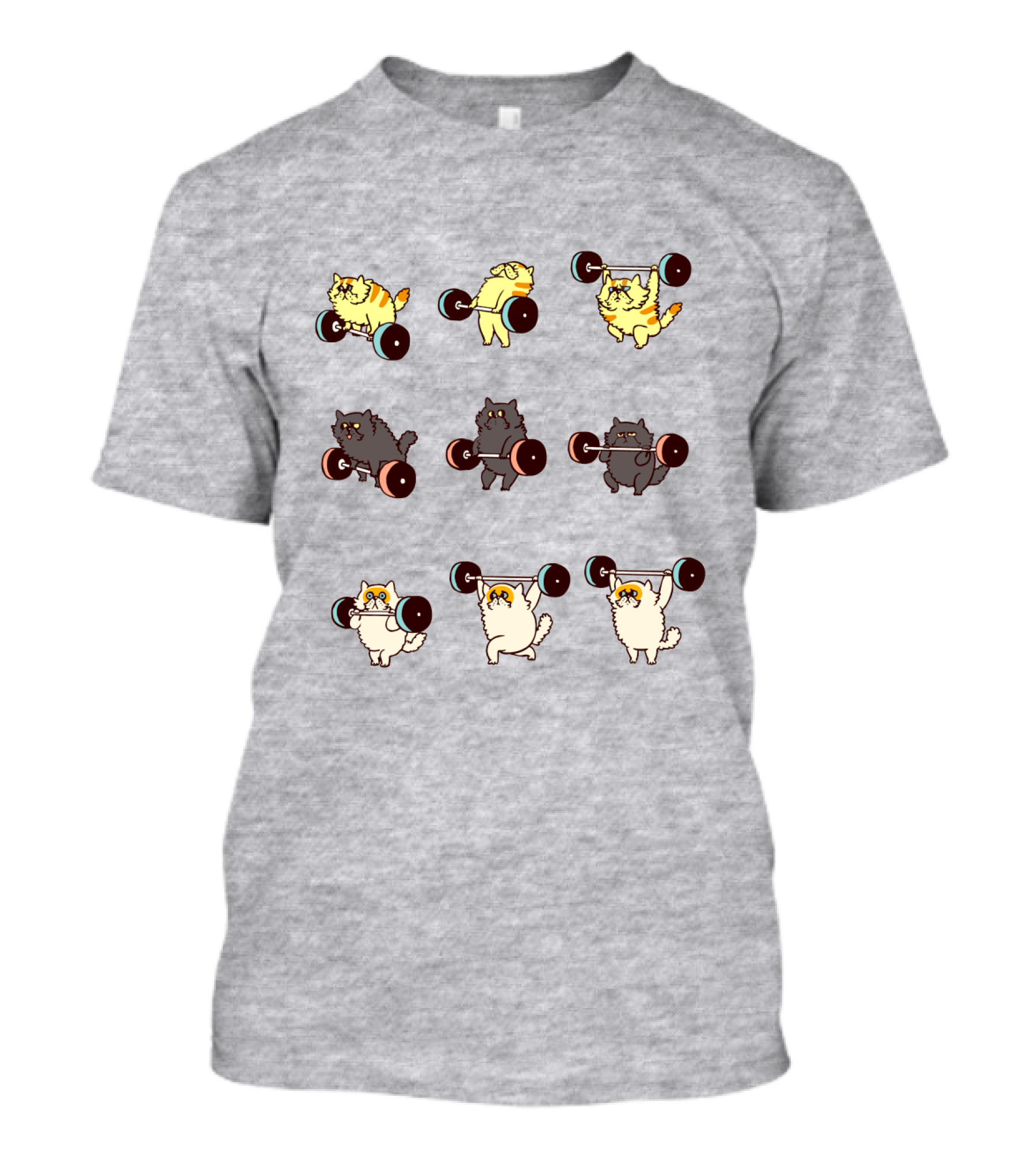Weight Lifting Cats With Barbells Fitness Humor T-Shirt