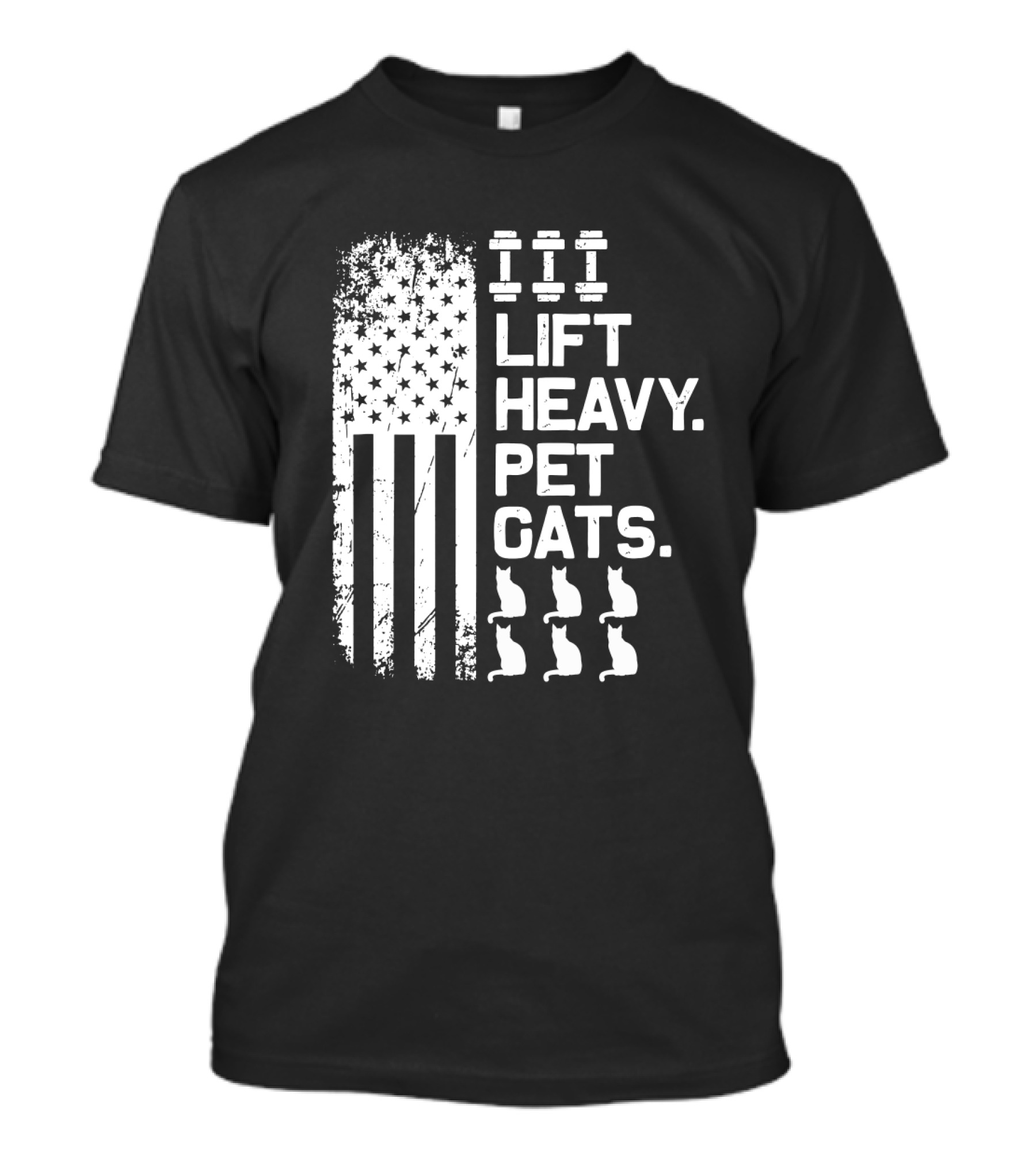 Lift Heavy Pet Cats American Flag Weights Cats T-Shirt