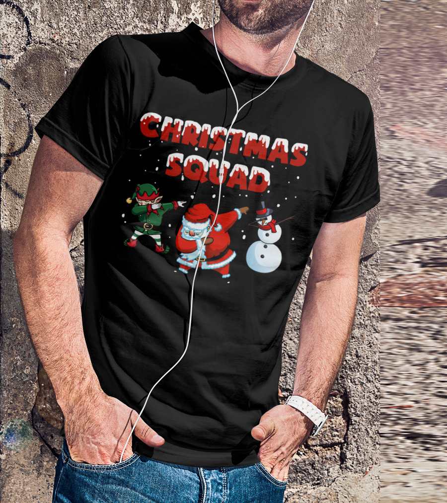 Christmas Squad Santa Elf Snowman Dabbing T-Shirt