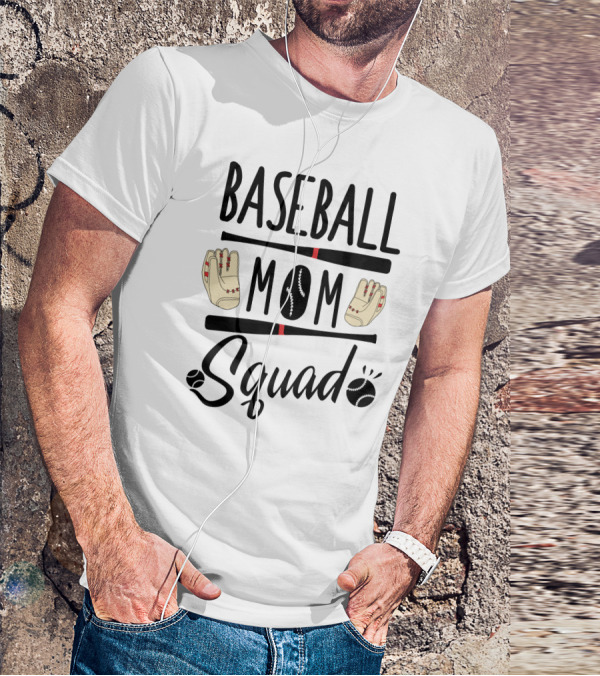 Baseball Mom Squad With Gloves And Bats T-Shirt