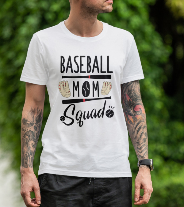 Baseball Mom Squad With Gloves And Bats T-Shirt