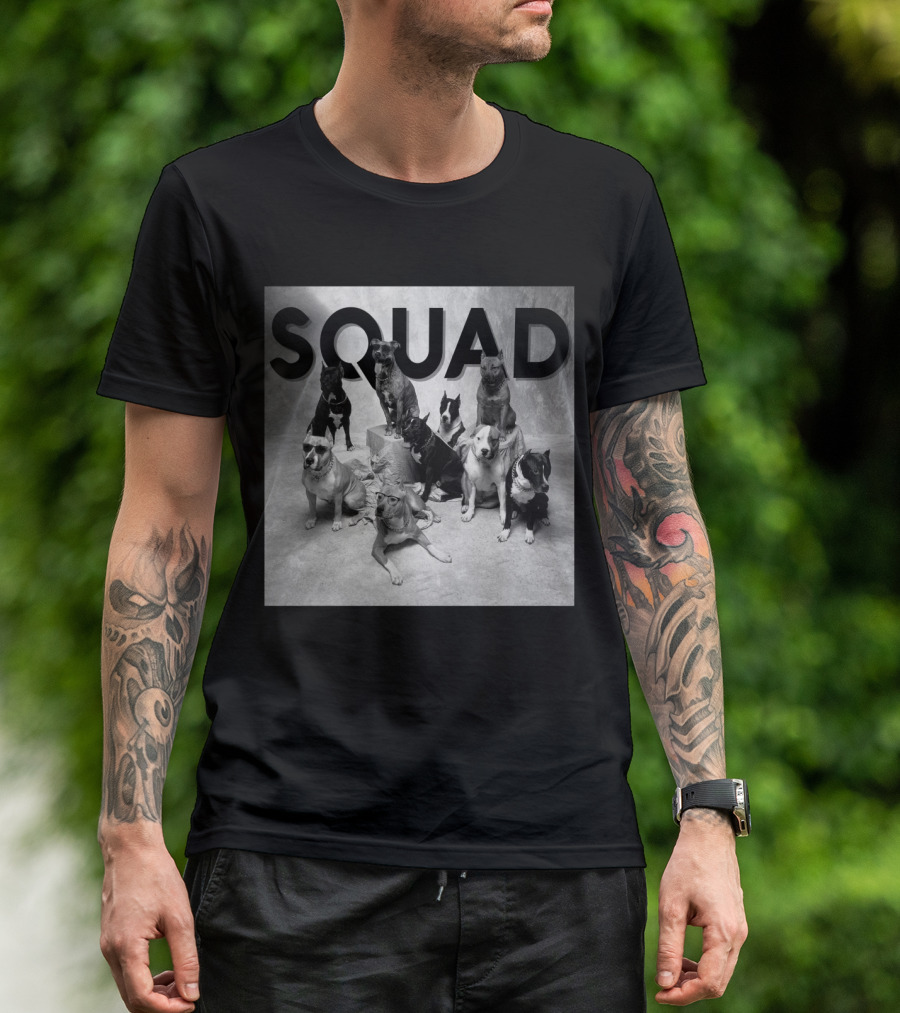 SQUAD Dog Group Black And White Photography T-Shirt