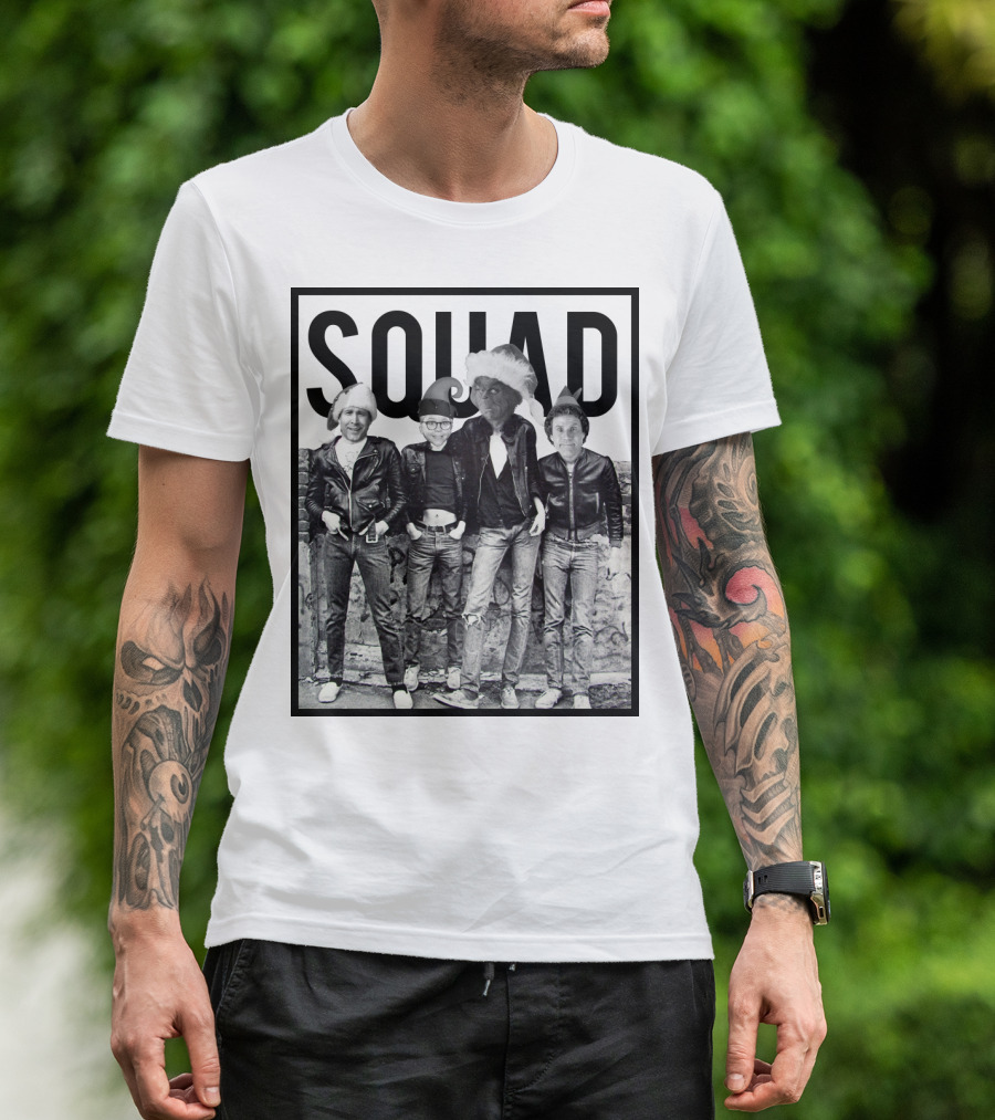 Xmas Squad Rock Band Santa Hats T-Shirt