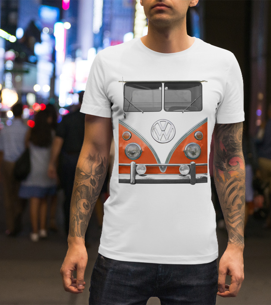 Volkswagen Orange Bus Front Vintage Look T-Shirt