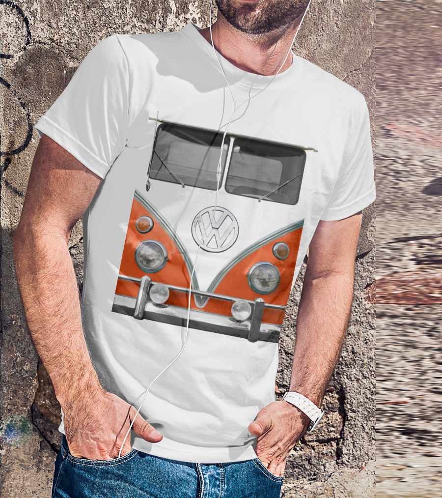 Volkswagen Orange Bus Front Vintage Look T-Shirt