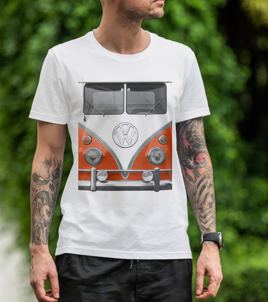 Volkswagen Orange Bus Front Vintage Look T-Shirt