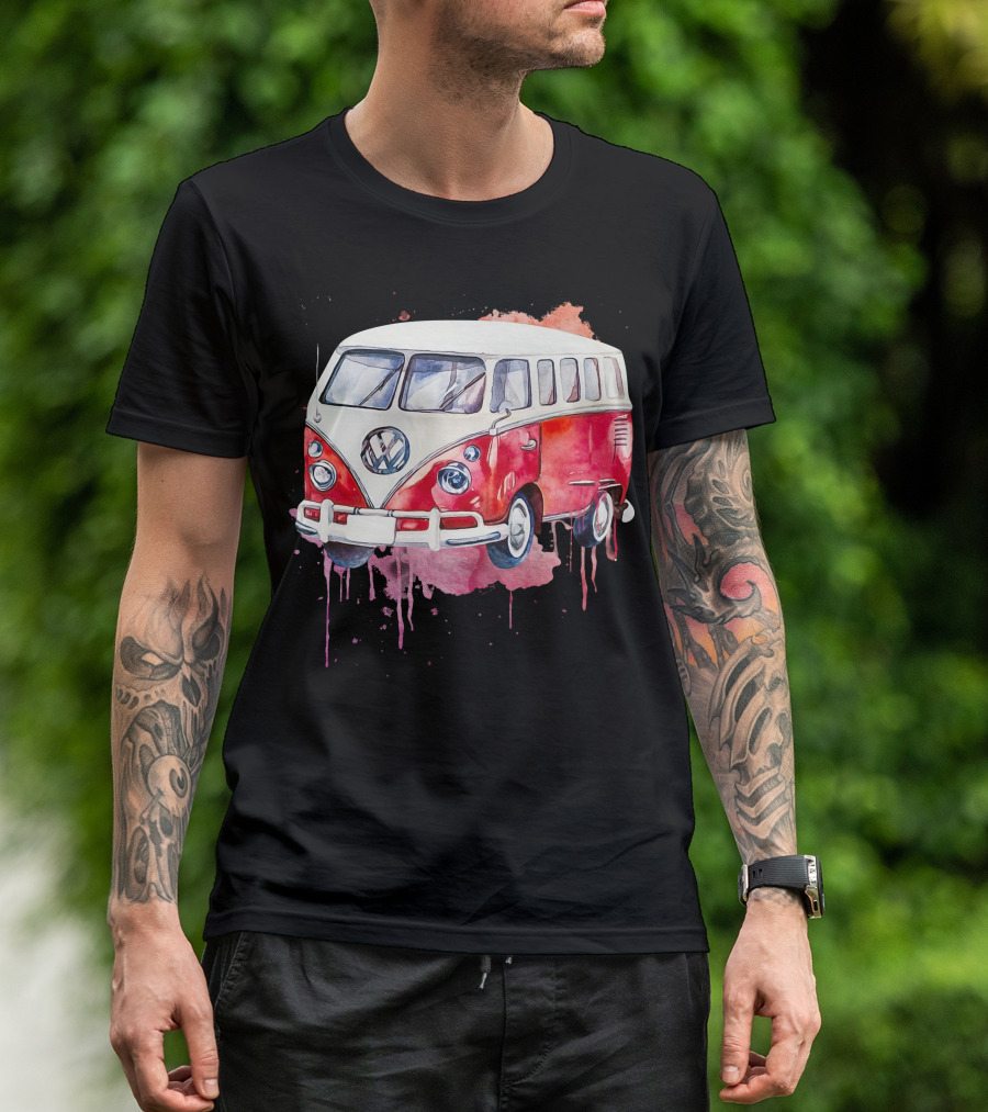 Volkswagen Camper Van Watercolor T-Shirt