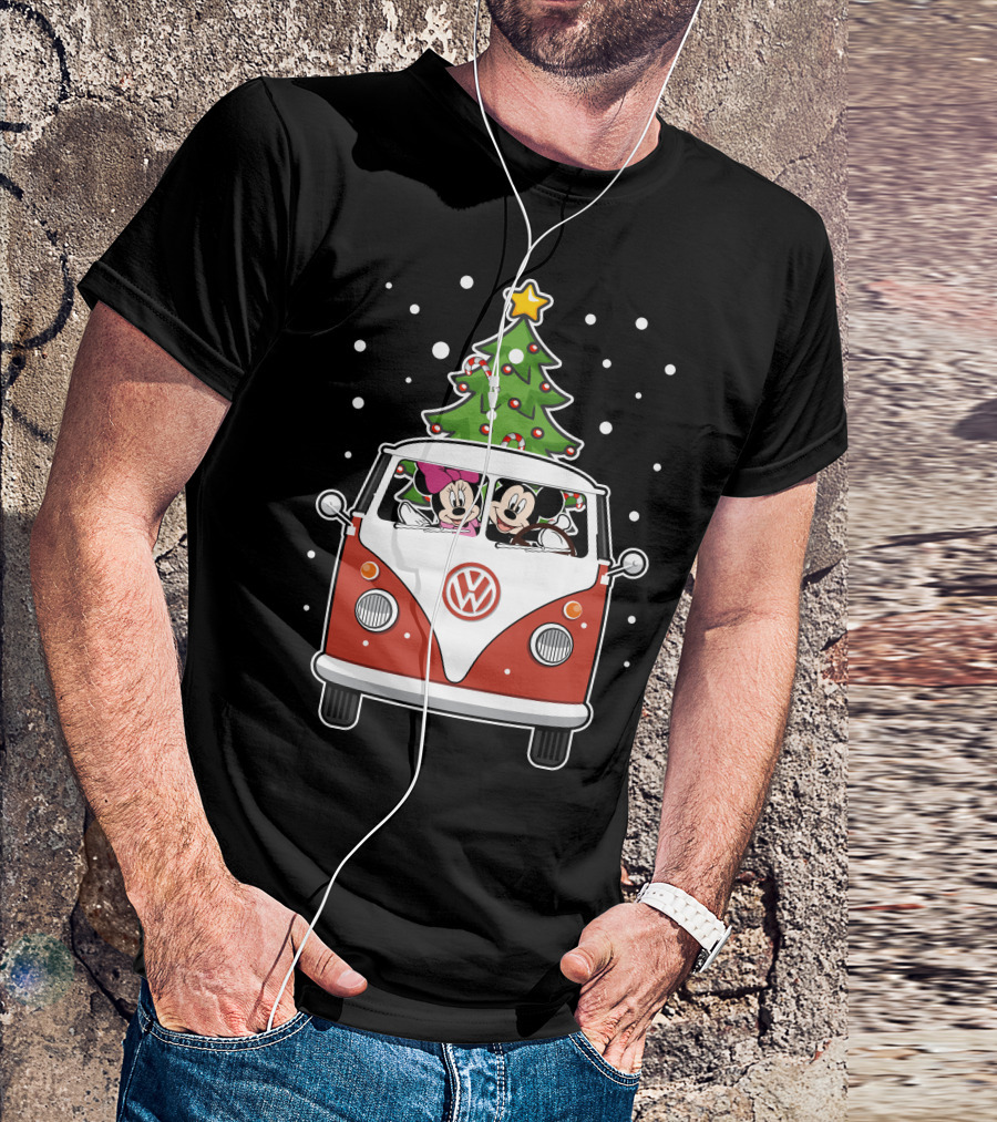 Volkswagen Christmas Van With Mickey And Minnie T-Shirt