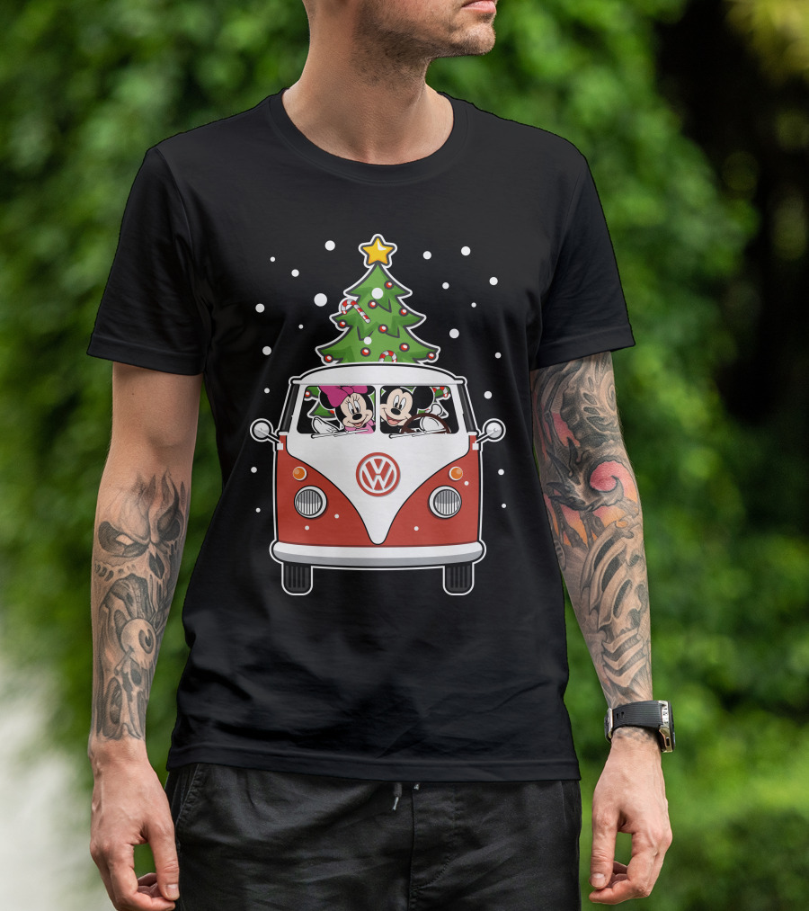Volkswagen Christmas Van With Mickey And Minnie T-Shirt