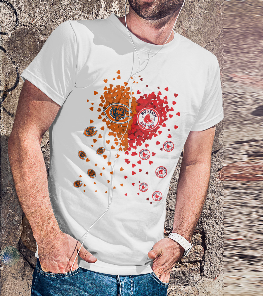 Chicago Bears Boston Red Sox Heart Blend T-Shirt