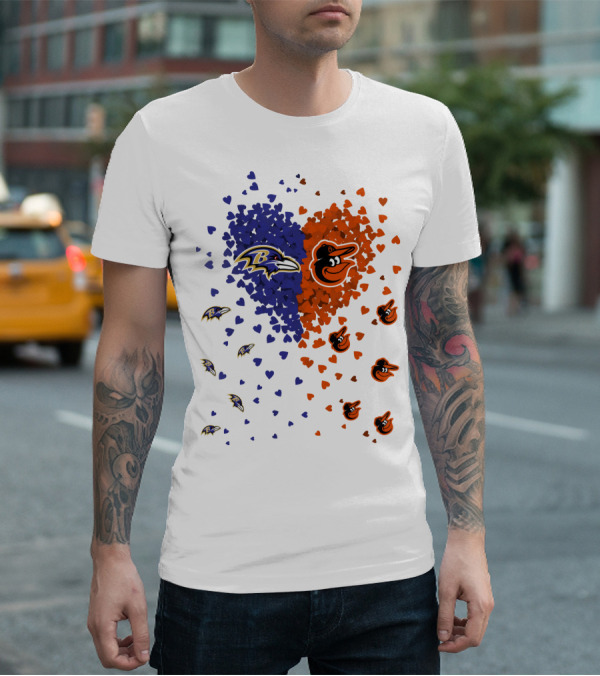 Heart Ravens Orioles Baltimore Football Baseball Mix T-Shirt